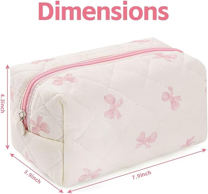 Floral Makeup Bag,Floral Quilted Make Up Bag,Large Cosmetic Bag,Fashionable Travel Makeup Pouch, Cute Portable Storage Bag,Puffy Coquette Makeup Bag, Attractive Quilted Pouch