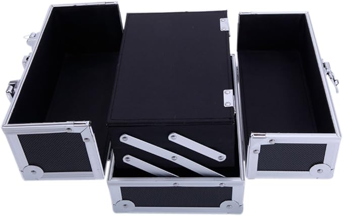 Makeup Train Case, Makeup Case Organizer with Mirror, Portable Cosmetic Box Storage with 2 Trays, Make Up Travel Case for Nail Kits Cosmetics Craft Traveling, Gifts for Women and Girls (Black)