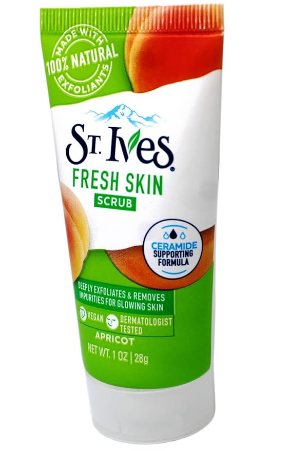 St. Ives Fresh Skin Scrub, Deep Exfoliator Skin Care for Clean, Glowing Skin, Apricot, 1 OZ