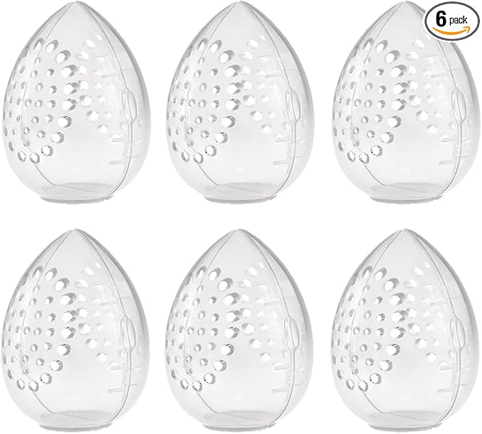 6 Pack Makeup Sponge Holder Carring Case Storage Box Clear Hard Container Protector for Cosmetic Make Up Blending Sponges Powder Puff Beauty Egg Blenders Travel Outdoor