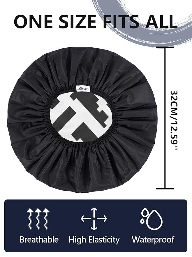 Years calm Men Shower Cap Reusable Waterproof, Dual-Layer Design, Double-Sided Use,Protects Hair in Shower, Spa, Travel & Cooking, Adjustable Elastic for Comfortable Fit (Black Striped, One Size)