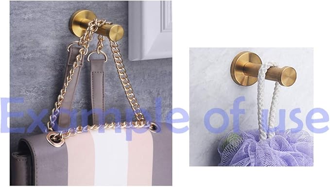 Golden Brushed Stainless Steel Single Super Heavy Duty Wall Mount Hook, Bath Towel Hooks, Coat Hanger (2", 4 PCS)