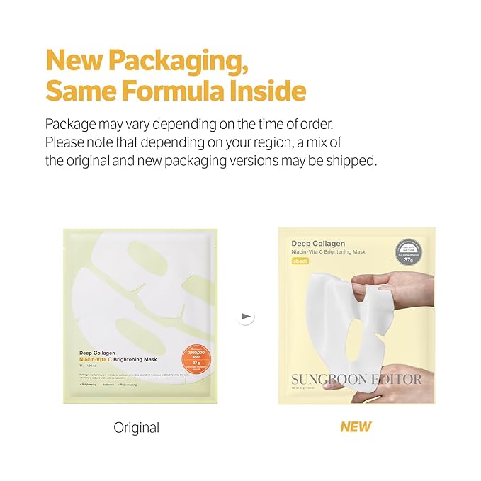 SUNGBOON EDITOR Deep Collagen Niacin-Vita C Overnight Mask | Brightening & Wrinkle Care Mask | 2,160,000PPB Collagen + Niacinamide + Vita C | Korean Skincare, 4ea | Gifts for Women