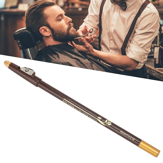ANGGREK Beard Lineup Pen, White Hairline Pen Professional Beard Pencil Filler Household Beard Pencil Liner Shaping Styling Tool(Dark Brown)
