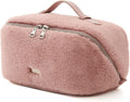EACHY Travel Makeup Bag, Large Capacity Cosmetic Bag for Women, Waterproof PU Leather, Flat Open Portable Toiletry Bag for Skincare, Brushes & Travel Essentials