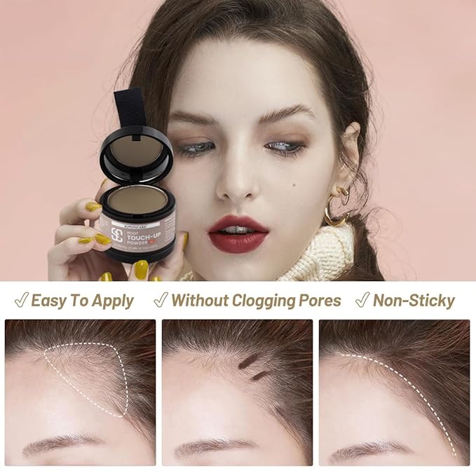 SOVONCARE Wet Hairline Powder for Women & Men - Hair Root Touch Up Powder for Grey Coverage, Thinning Hair & Bald Spots, Stays All Day - Instant Root Cover Up, Includes Brush（Light Blonde 0.14 Oz）