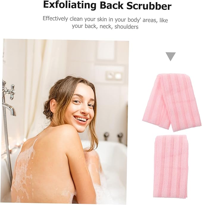Back Scrubber Belt Portable Exfoliating Towel Bath Wash Towel Straps Comfortable Material Pink