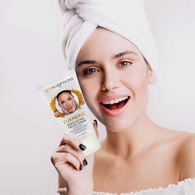 Turmeric Exfoliating Facial Scrub Natural Exfoliant to Cleanse Skin, Facial Wash - 5 Oz. Deep Cleansing and Rejuvenating