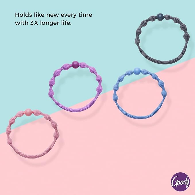 Goody Ouchless Forever Fine Hair Elastics, 10 Ct, Assorted Colors, Damage-Free Bands, 3X Stronger Elastic Ties, Retainable Shape, 16 Strand Inner Core, Styling Accessories for Women & Men