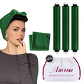 Heatless Hair Curler Heatless Curls Overnight Heatless Blowout with Luxury Cloth Bag Silk Scarf, Curling Rod Headband to Sleep in No Heat Curling with (Green, 3Rods)
