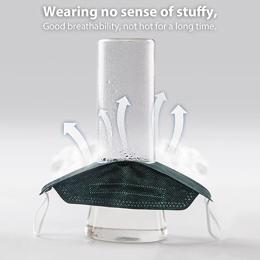 Borje KN95 Face Masks for Adults 50 Pack, 5-Ply Emerald Green Disposable Face Mask Against PM 2.5 Smoke & Dust, Filtration Efficiency 95%