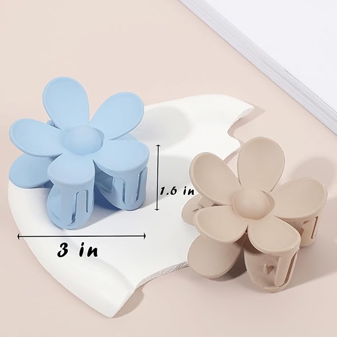 Flower Hair Clips 8PCS Large Claw Clips for Women Girls Thick Hair Large Daisy Hair Clips Matte Claw Clips Non Slip Strong Hold for Thin Hair 8 Colors