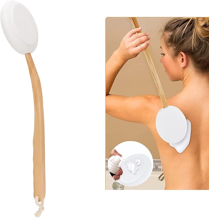 Back Lotion Applicator with Long Handle for Men and Women. Easy Application of Lotions and Shower Gels. Exfoliation and Skin Tool. Suitable for Home Use. Portable Design with 6 Replacemen