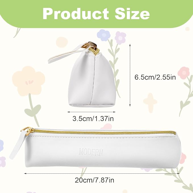 2pcs Small Leather Pouch Mini Cosmetic Bag with Zipper - Portable Cosmetic Organizer for Women & Girls - Black and White