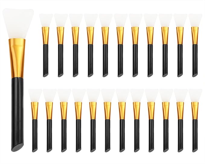 Mini Skater 24Pcs Soft Silicone Face Mask Brushes for Facial Mud Clay Charcoal Mixed Masks Hairless Moisturizers Body Lotion & Butter Applicator Skincare Beauty Tools (Black)
