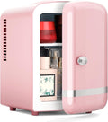 Xbeauty Retro Mini Fridge, Compact Refrigerator with 4L Capacity/6 Cans，Cooler & Warmer, Removable Shelf for Skincare, Beverages, Cosmetics, Perfect for Dorm, Bedroom, Pink