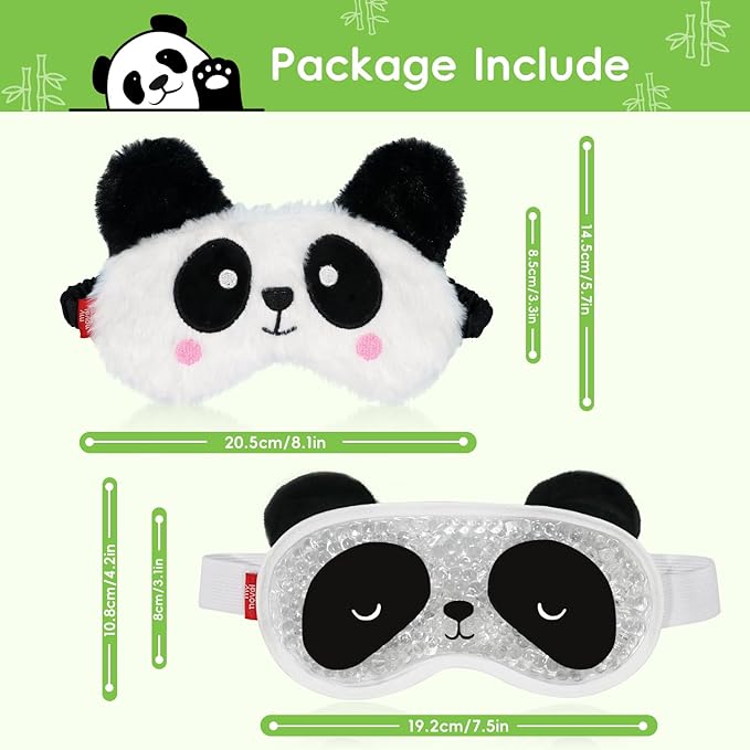 Cooling Eye Mask and Plush Sleep Mask for Woman 2PCS, Cute Animal Sleeping Mask Soft Blindfold Cold Warm Eye Compress Gifting for Home Spa, Office, Morning Refreshment, Travel