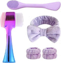 Facial Cleansing Brush 2 in 1Double-Sided Facial Cleaning Brush with Soft Bristles for Deep Pore Exfoliation, Wash Makeup, Massaging (Blue&Purple5PCS)