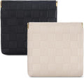 Sightor 2PCS Small Makeup Bag for Purse, Mini Cosmetic Bag Waterproof Pouch for Women, Checkered Purse Self-closing Small Travel Kit Coin Lipstick Cosmetic Storage Bag (Black, Beige)