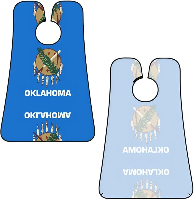 Oklahoma State Flag Print Beard Bib Apron For Men, Beard Hair Catcher For Men Shaving Trimming,Beard Cape Cloth