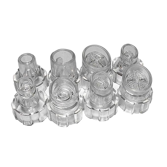 Elitzia Plastic Microderma Heads Facial Aqua Peel Tips Water Peeling Caps Facial Care Skin Cleaning Tool Beauty Machine Replacement Spare Parts 8pcs Per Set （Transparent）