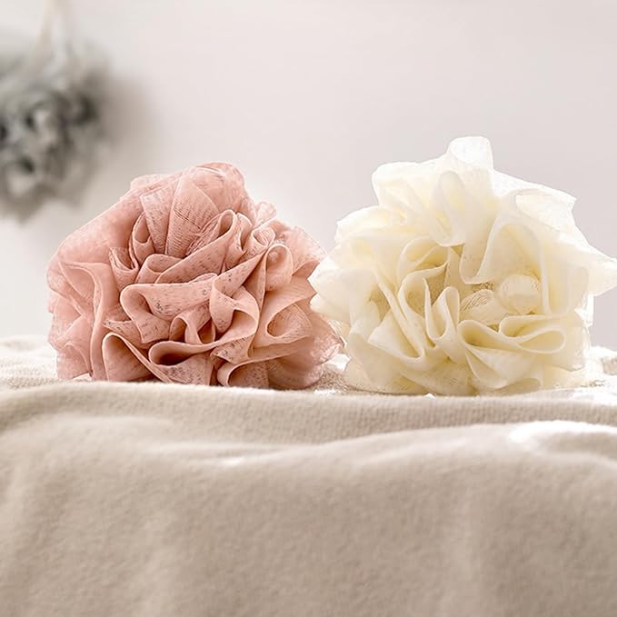 Washcloth Loofah Combo 2-in-1 Loufee Wash Cloth That Holds Bar Soap-Exfoliation Mesh Shower Ball for Body Wash&Smooth Skin+Free Loofah Dish Towel