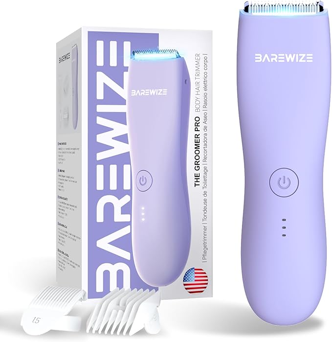Bikini Trimmer for Women, Pubic Hair Trimmer, Waterproof, USB-C Rechargeable, LED Light, Replaceable Blade, Electric Razors for Women, Electric Lady Shaver (Violet)