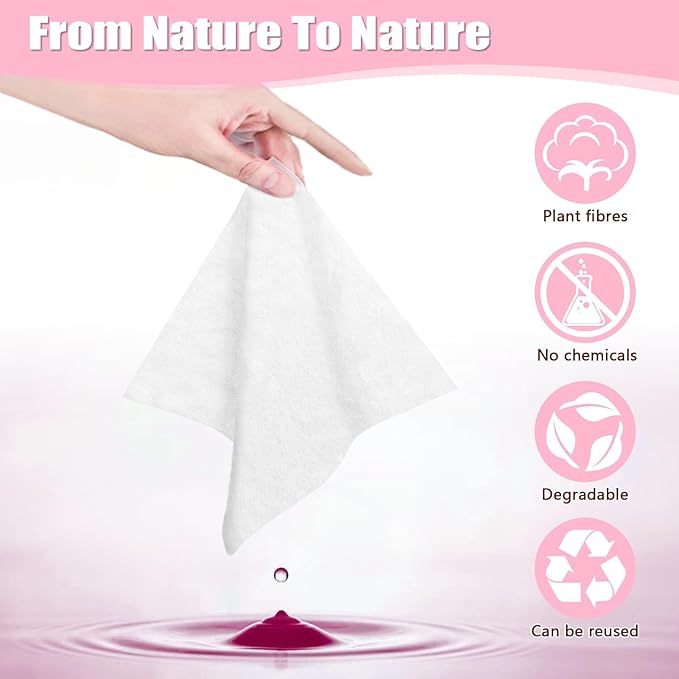 Disposable Face Towel 200 Pcs Compressed Towel Tablets With 2 Dispenser Bottles Gentle Washcloths for Sensitive Skin Facial Cleansing Makeup Removal Skincare Routine Travel Cloths (Pink)