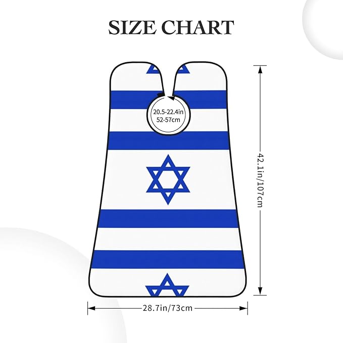 Israeli Flag Print Beard Bib Apron For Men, Beard Hair Catcher For Men Shaving Trimming,Beard Cape Cloth