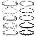 Metal Headbands for Men Fashion Head Band for Women, Wavy Headband Perfect for Outdoor Sports and Daily Use (10 Pack)