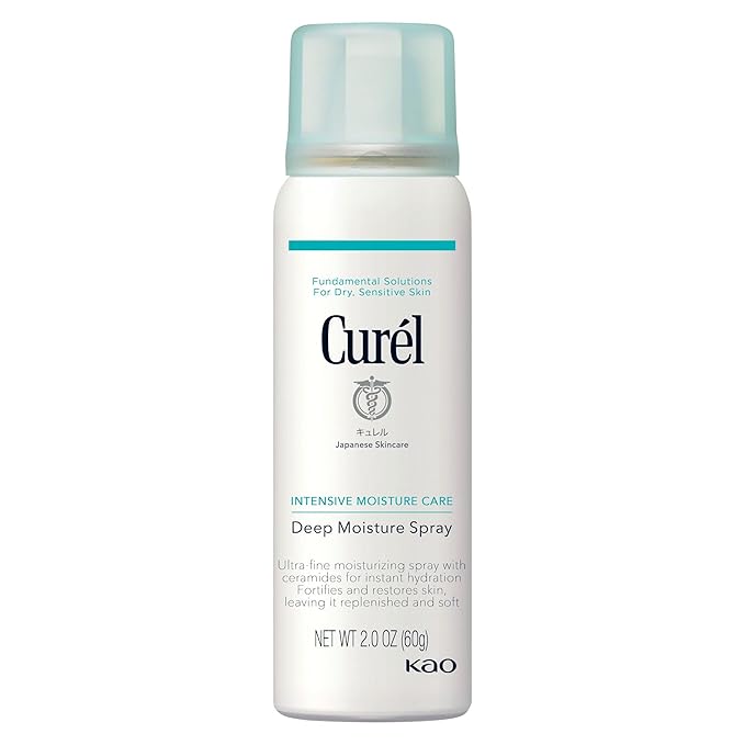Curel Japanese Skin Care Deep Moisture Travel Size Spray, Moisturizer for Dry Skin, Face Hydrating Spray with Ceramides, 2 Oz