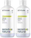 ATTITUDE Body Wash for Sensitive Skin with Oat, EWG Verified, Dermatologically Tested, Vegan, Extra Gentle, Unscented, 16 Fl Oz (Pack of 2)
