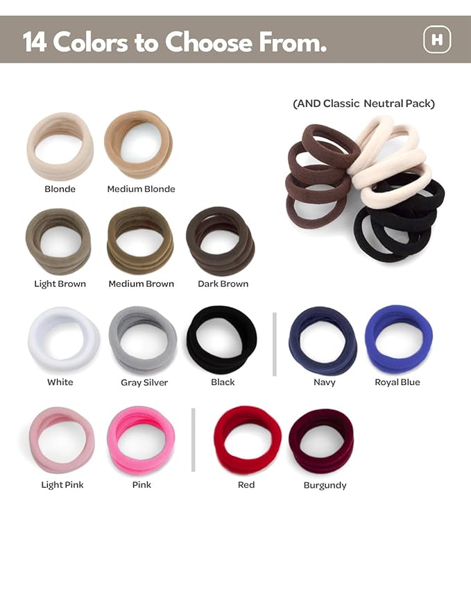 Cyndibands Seamless Hair Ties - Blonde - Gentle Hair Ties No Damage, Standard Size 1.5 Inch, Soft and Stretchy Nylon Fabric Ponytail Holders - 12 Count