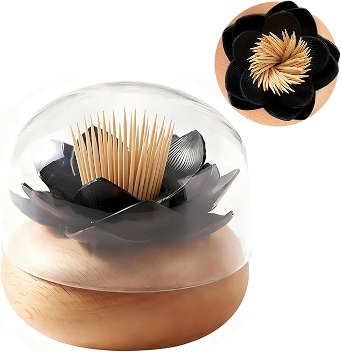 Qtips Holder Black Cotton Toothpick Holders Q-Tips Holder Black Bathroom Accessories Toothpick Holder 3D Wooden Qtip Holder with Lid Restroom Sink Desktop Bathroom Decor and Accessories ﻿