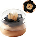 Qtips Holder Black Cotton Toothpick Holders Q-Tips Holder Black Bathroom Accessories Toothpick Holder 3D Wooden Qtip Holder with Lid Restroom Sink Desktop Bathroom Decor and Accessories ﻿