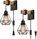 Plug in Wall Sconces Set of Two, Wall Sconce with 8.53FT Switched Power Cord, Rustic Vintage Wall Lights for Bedroom, Bathroom, Entryway, Living Room, Bedroom