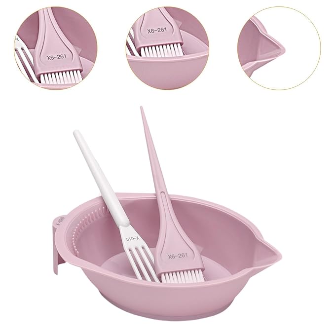 Hair Dye Coloring Set Color Mixing Tool Professional Hair Coloring Bowl Soft Bristle Brush, Pink