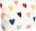 Cute Heart Makeup Pouch for Women Small Make Up Bag for Purse Zipper Initial Makeup Cosmetic Bags Pouches for Purse Aesthetic Travel Toiletry Bags, Colorful Hearts