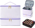 hibear Nail Supplies Organizer Nail Polish Storage Holds 30 BottlesNail Polish Storage Holds 30 Bottles Nail Kit Case Makeup Bag Vanity Case for Women (Striped purple)