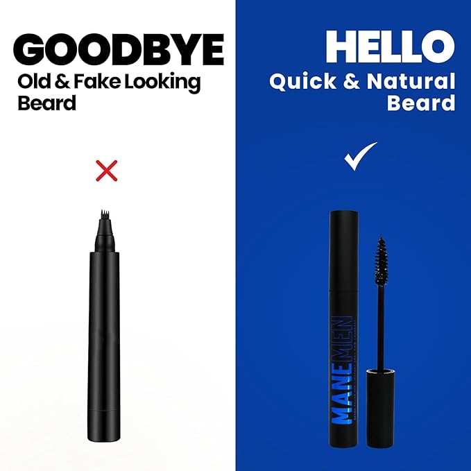 Beard Filler Pen For Men. Instant Gray Hair Coverage. Easy to Use Temporary Color for Beard, Mustache and Eyebrows. All Day Natural Finish - 2-in-1 Formula. Up to 40 Applications (BROWN)