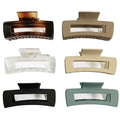 Rectangle Hair Claw Clips Large 4 Inch Matte Square Clear No Slip Big Jaw Clip Multi-Colored for Thick Hair Women, 6 Pack