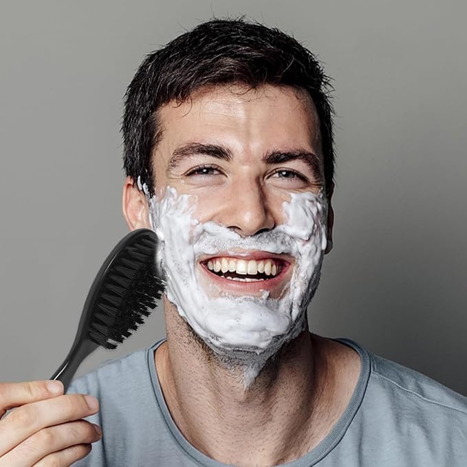 MERRYHAPY 4pcs Men Beard Brush Grooming Shaping Tool with Soft Bristles for Comfortable Cleaning Design for Barber Shop and Personal Care