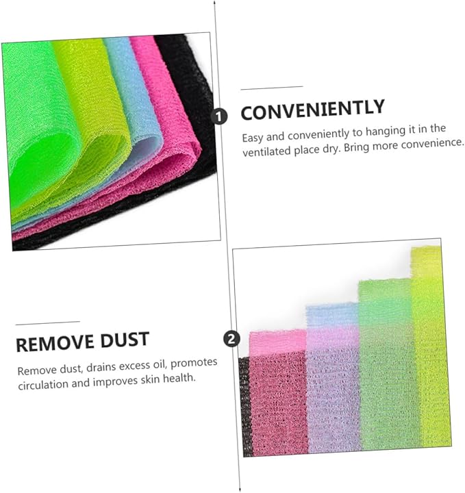 FRCOLOR 5pcs Back Scrubber Exfoliating Body Washer Strap for Cleaning for Shower and Bath Use Promotes Skin Health and Circulation Random Color