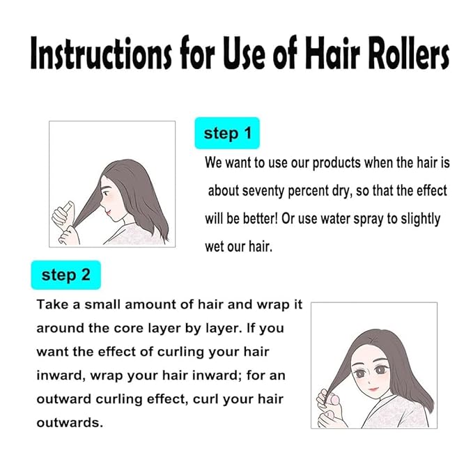 12pcs Plastic Hair Roller Curler for Medium Short Hair, Heatless Roller Hair Curler for Bangs, Create Natural Curly Hairstyle, Light blue 6 pack