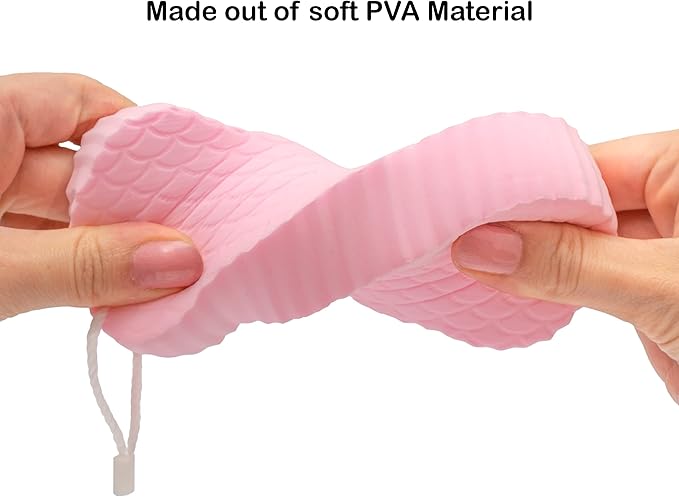 Exfoliating Sponges (4 pcs) - Super Soft Exfoliating Bath Shower Sponge - Removes Dead Skin and Impurities from Body - Great for Adults and Children - Pink & Blue & White & Gray