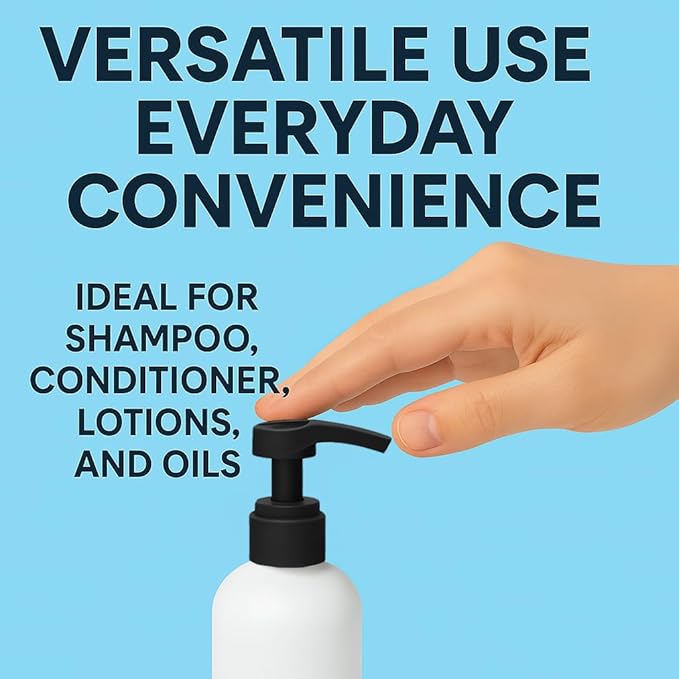 Universal Shampoo/Conditioner Dispenser Pump for Bottles, Leak Proof, Pump Top Fits 1 L/33.8 oz Bottles, 28/410 Neck Size, Black (Pack of 2)
