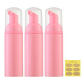 Travel Foam Pump Bottle - 2oz Empty Foaming Soap Dispenser for Lash Shampoo - Plastic Small Mousse Container for Mini Travel Size - Refillable Eyelash Wash Cleanser Foamer Portable 60ml Pink