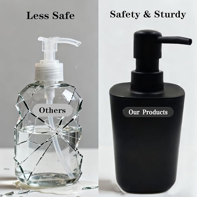 Matte Black Bathroom Accessory Set, 4-Piece Plastic Bathroom Accessory Set, Toothbrush Holder, Toothbrush Cup, Soap Dispenser, and Soap Dish, Suitable for Modern Home Bathroom Decoration