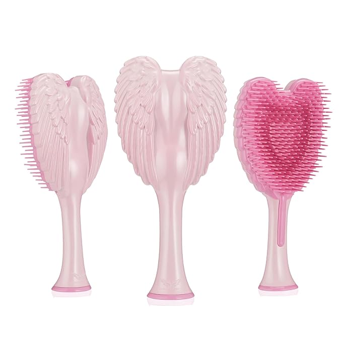 Tangle Angel Detangling Hair Brush - Anti Static Angel Wing Hair Brush with Soft & Flexible Bristle for Straight & Wavy Hair, Women Detangler Brushes for Dry & Wet Hair, Gloss Pink