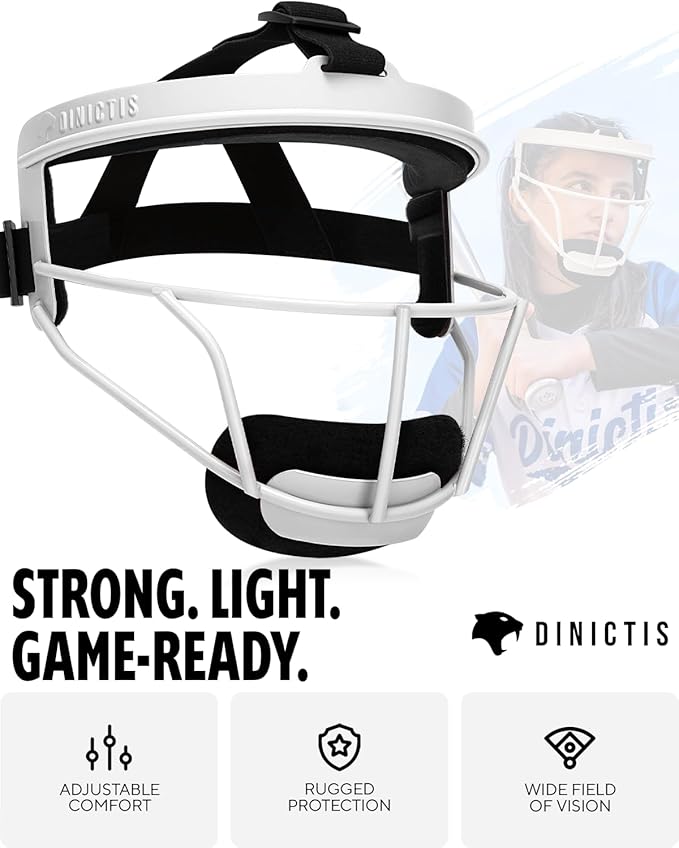 Dinictis Softball Face Mask, Lightweight, Comfortable, with Wide Field Vision, Durable and Safe Face Guards, Premium Protective Softball Fielder's Mask